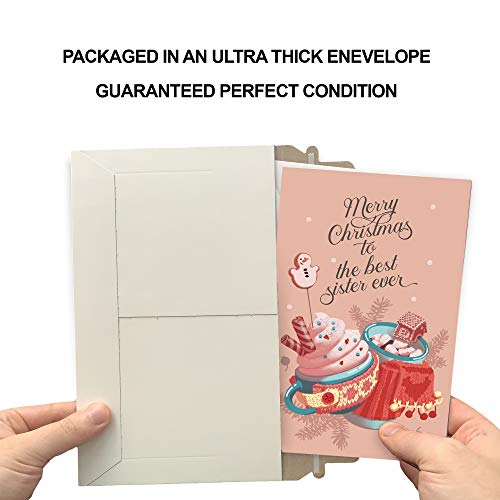 Premium Christmas Card for Sister - Eco-Friendly Thick Cardstock with Envelope, Made in USA, 5x7.75 Inches