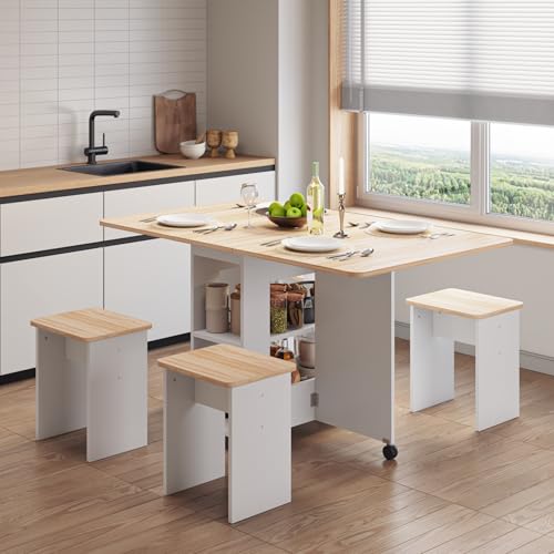 Folding Dining Table Set with 4 Chairs, Compact Space-Saving Furniture