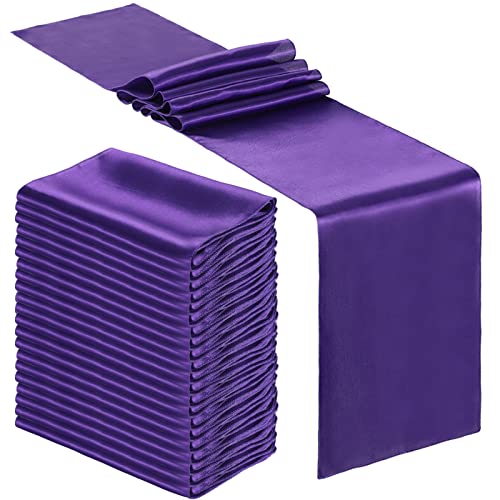 Purple Satin Table Runner 12 x 108 in (6 Pack) - Bulk wedding decor