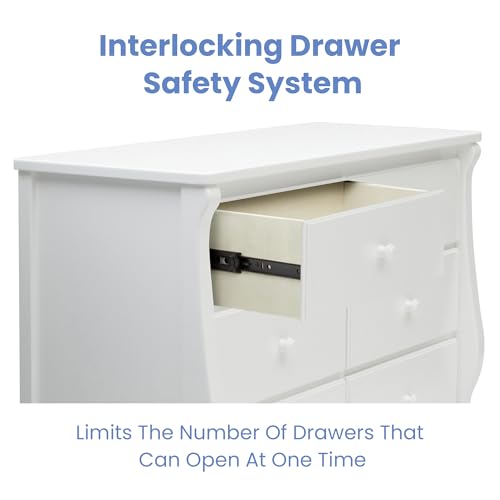 6-Drawer Nursery Dresser with Safety Interlocking Drawers - White