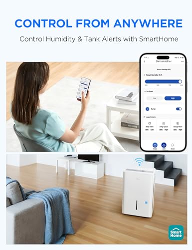 Smart 22 Pint Dehumidifier for Basement Wi-Fi Enabled Energy Star