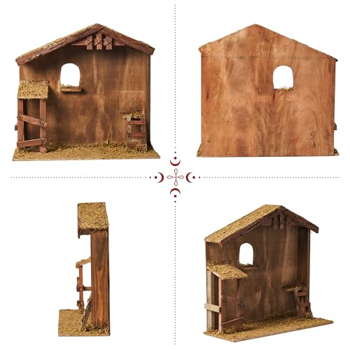 Nativity Scene Manger for 10-12 Inch Figures - Wooden Stable with Variation: Manger - Suitable for Under 12 Inches
