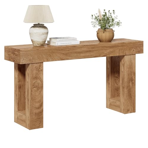 63-Inch Industrial Console Table, Wooden Entryway and Sofa Table in Oak