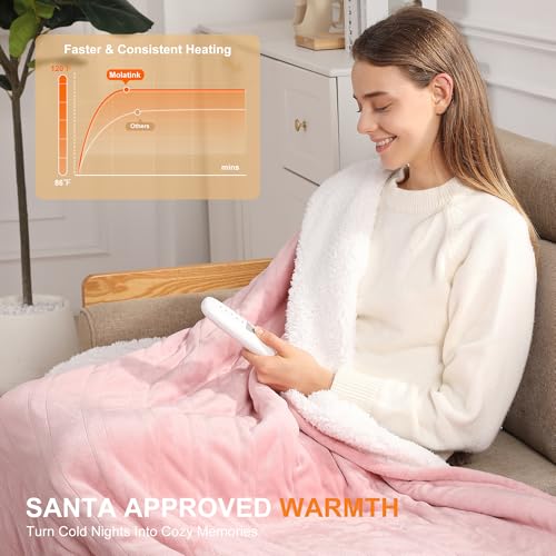 Pink Heated Throw Blanket - Ultra Warm Electric Blanket 50x60