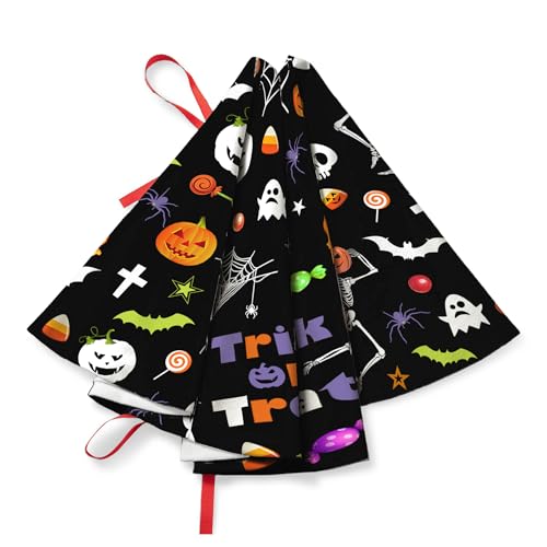 Halloween Ghost Pumpkin Skull Tree Skirt - 36 Inch Holiday Decor Mat