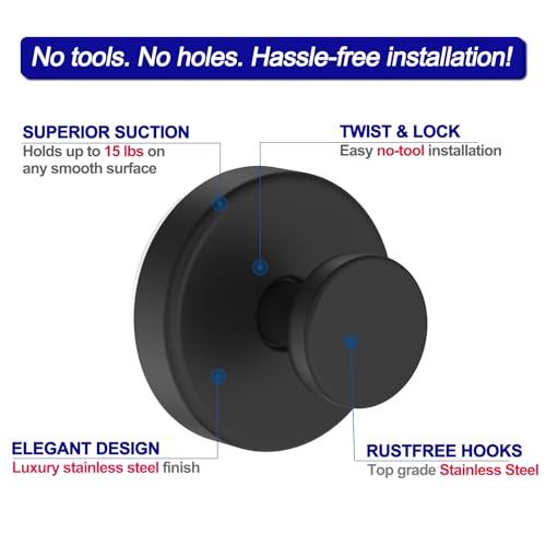 Heavy-Duty Suction Cup Hooks for Shower - No Drill Removable Towel Hooks