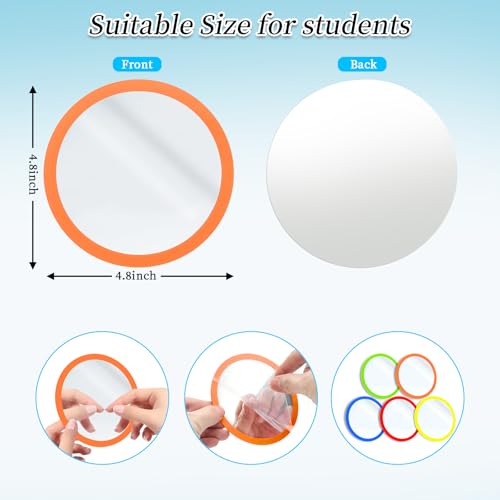 5 Pcs Unbreakable Plastic Mirrors for Kids, 4.8-Inch Round Safe Craft Mirrors