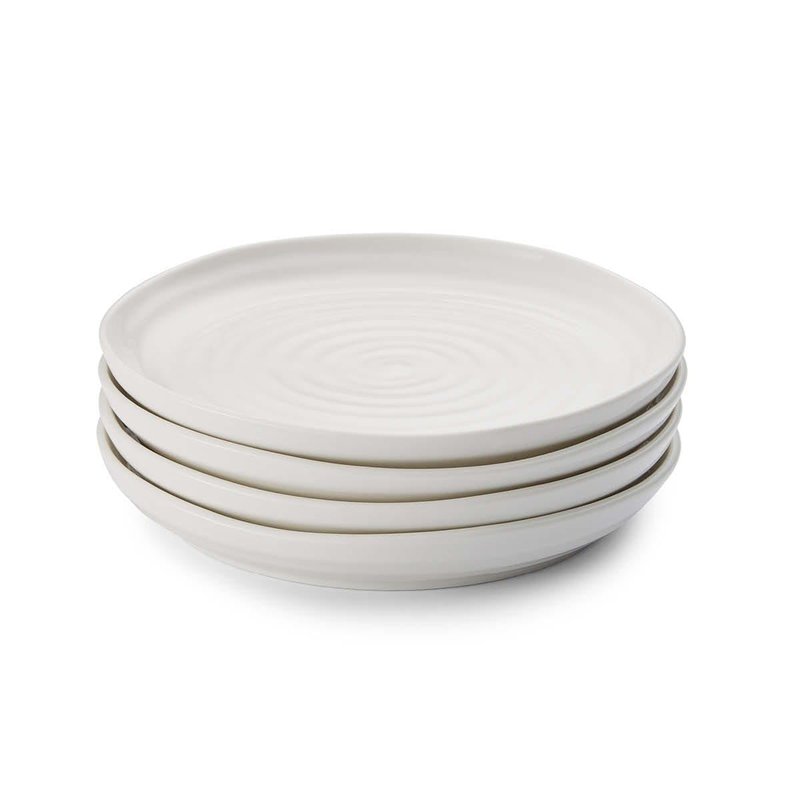 Portmeirion Sophie Conran Coupe Dessert Plates | Set of 4 | Elegant Porcelain Serving Plates | Appetizer or Salad Plates | Microwave, Oven, and Dishwasher Safe | White | 6.5”