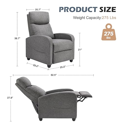 Massage Recliner Chair with Lumbar Support, Modern Fabric Home Theater Seating