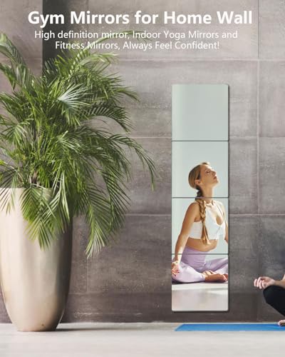 4-Pack 12x12 Inch Unbreakable Mirror Tiles, Peel and Stick Wall Mirrors