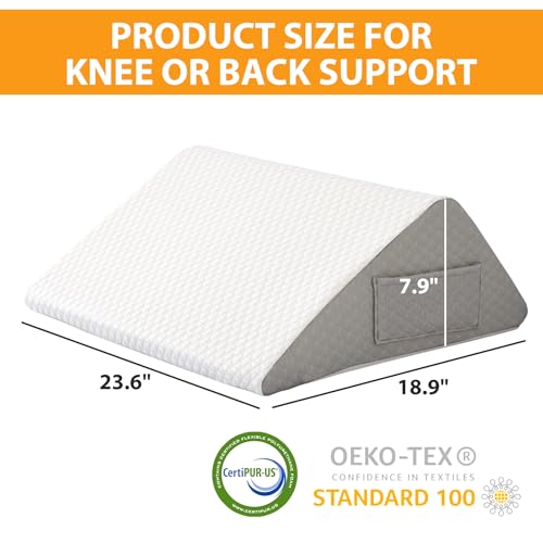 Knee Wedge Pillow for Back Sleeping - Pain Relief & Leg Elevation
