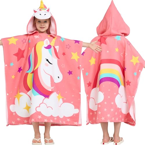 Joiedomi Kids Hooded Beach Towel Poncho - Quick Dry Microfiber, 30x30