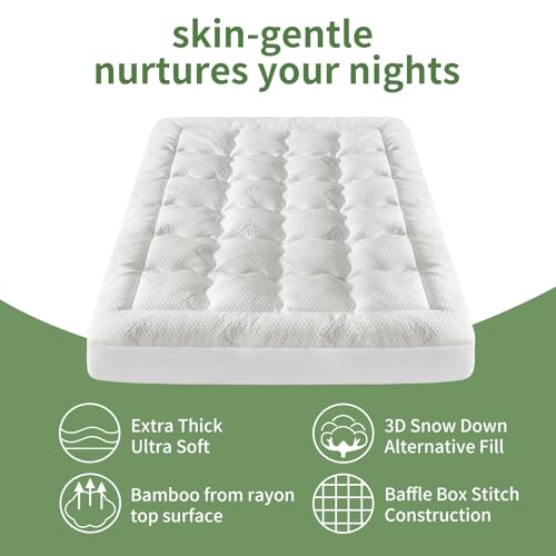 Waterproof Queen Mattress Topper, Breathable Bamboo Pad 8-21 inches