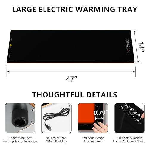 Neatsure 47x14 Inch Food Warming Tray with 9 Temperature Levels for Catering & Parties