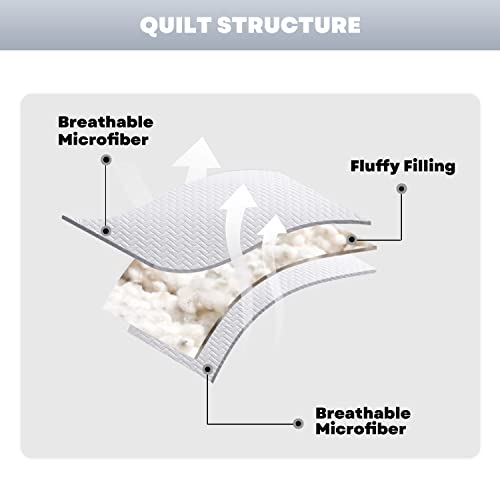 Maple&Stone White Queen Quilt Set - 3-Piece Lightweight Chevron Bedspread