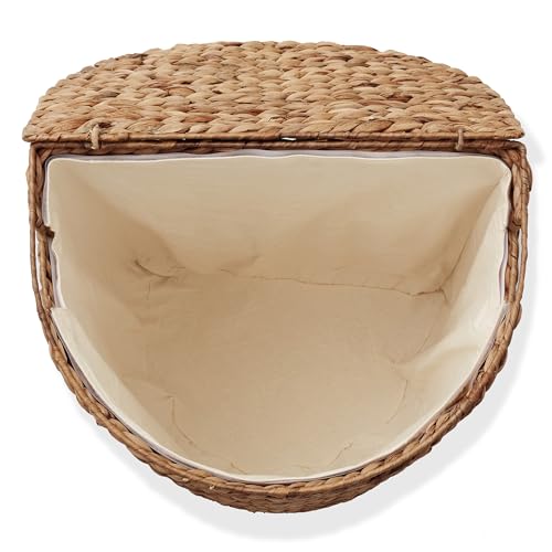 Woven Half Moon Laundry Hamper with Lid and Removable Liner