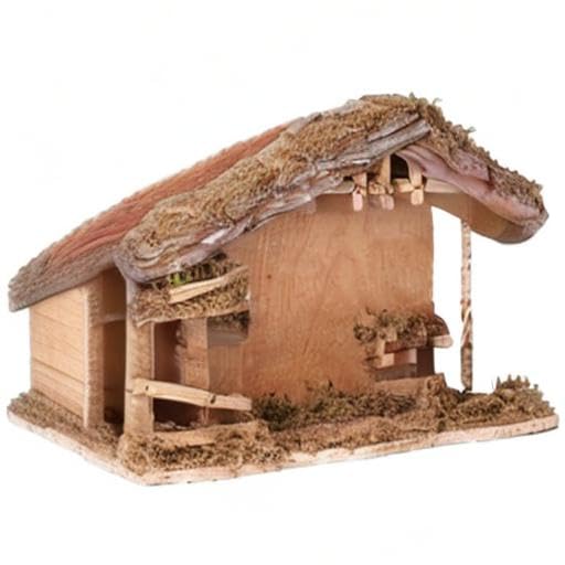 5-Inch Scale Nativity Stable with Ladder - Hand-Painted Holiday Display