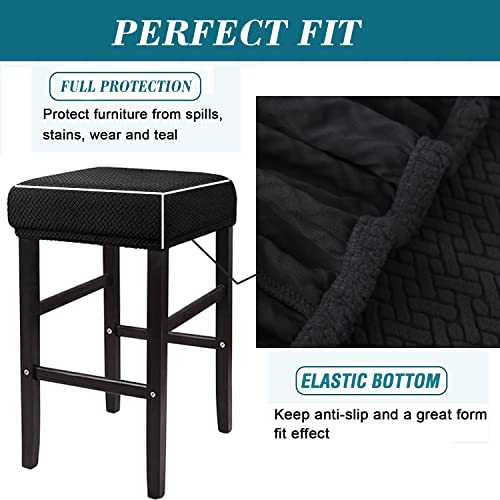 Stretch Rectangle Bar Stool Covers - 4 Pack Washable Saddle Seat Covers