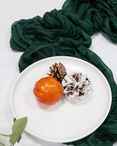 Herda 10 Pack 10ft Emerald Green Christmas Cheesecloth Table Runners - Wedding & Party Decor