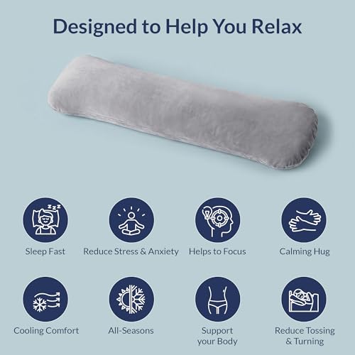 Weighted Body Pillow for Adults - 6.5lbs (41" x 12") for Stress Relief