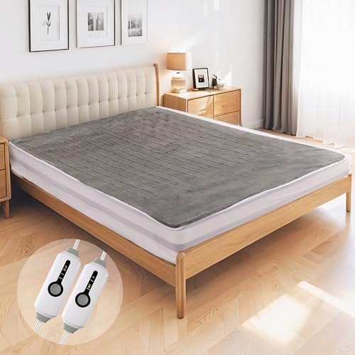 Electric Mattress Pad Queen Size - Dual Control, 4 Heating Levels