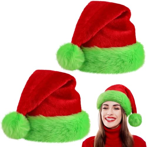 Unisex Velvet Santa Hats for Adults - Christmas & New Year Holiday Party Supplies