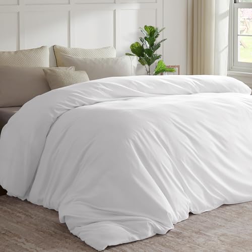 Oversized King Duvet Cover 120x120 inch - Ultra Soft Microfiber White