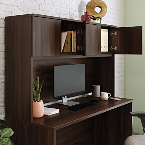 60-Inch Office Desk Hutch with Hidden Storage, Noble Elm Finish