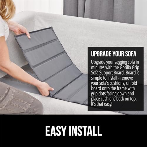 GORILLA GRIP Heavy Duty Couch Cushion Support Board to Fix Sagging Sofas, 23 x 19 Armchair, Thick Plywood Boards Add Strong Seat Supports, Stays in Place, Replacement Stuffing Under Couches, Gray