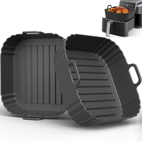 Reusable Square Silicone Air Fryer Liners 2-Pack (8.5 Inch for 5-6.5 QT)