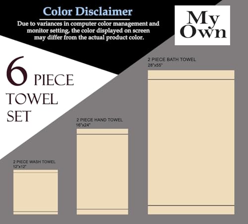 6-Piece Pure Cotton Towel Set - Soft Absorbent Bath, Hand & Washcloths