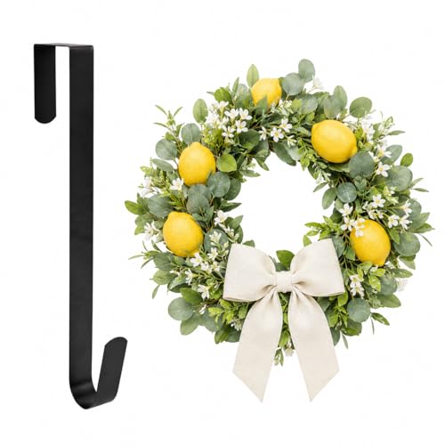 Sattiyrch 12" Metal Over-the-Door Wreath Hanger - Ultra Slim Black Hook