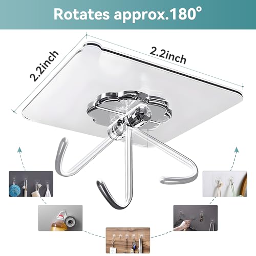 28 Pack Heavy Duty Adhesive Wall Hooks - Waterproof Clear Self-Stick Hooks