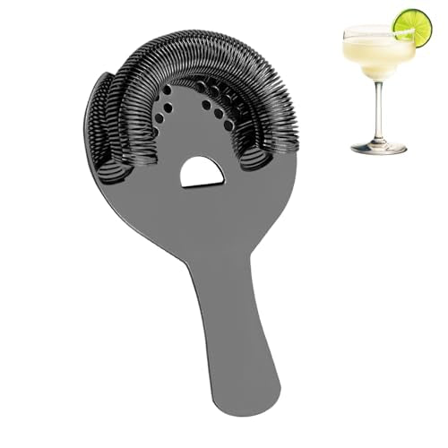 Sipoyen Black Cocktail Strainer with Removable Spring Stainless Steel Hawthorne Bar Tool