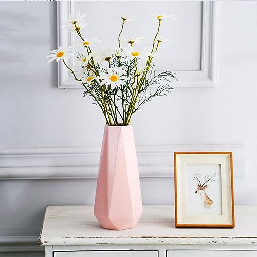 Minimalist Ceramic Flower Vase - 7.4 Inch Modern White Table Decor
