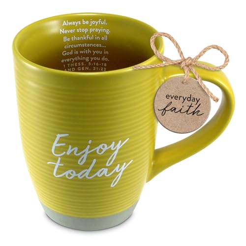 Enjoy Today Mustard Yellow 16oz Ceramic Mug - Faith & Inspiration Coffee Cup