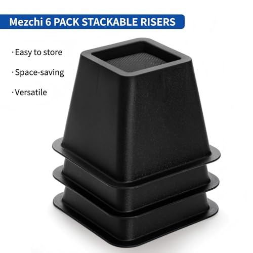 Heavy Duty Bed Risers 4 Inch - 6 Pack Non-Slip Furniture Lifts