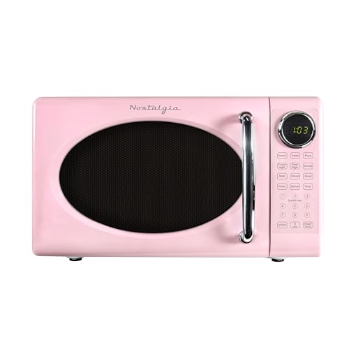 Retro Microwave Oven 0.7 Cu Ft 700-Watt with Turntable - Pink