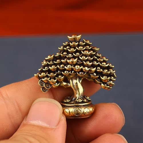 2 PCS Brass Wealth Tree Magnetic Decorative Hinge Toppers for Home Decor