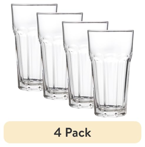 20 oz Iced Tea Glass Set - Durable Dishwasher Safe Drinkware (4 Pack)
