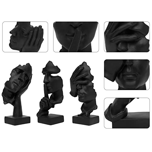3 Pcs Thinker Statue Set, Abstract Resin Art Figurines for Home Office Decor