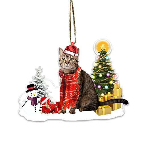 American Shorthaired Technically Cat Ornament - Acrylic Christmas Tree Hanging (Donawings) - 2023 Funny Cat Lover Xmas Decoration