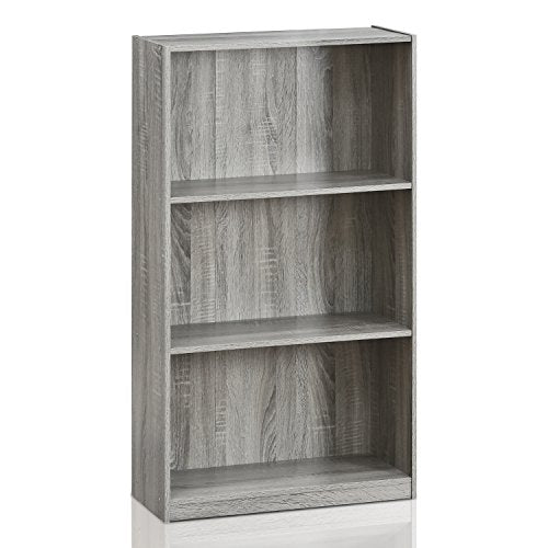 Furinno Basic 3-Tier Open Shelf Bookcase - French Oak, Space-Saving Storage
