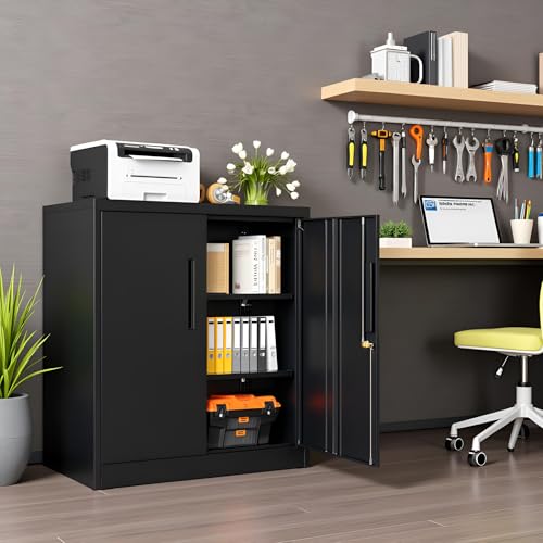 36-Inch Locking Metal Storage Cabinet with Adjustable Shelves for Garage