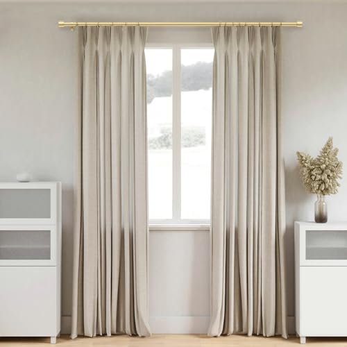 Adjustable Heavy Duty Gold Curtain Rod 66 to 120 Inch Window Set
