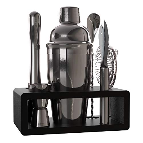 Highball & Chaser Gunmetal Cocktail Shaker Set with Bar Tools & Recipe E-Book