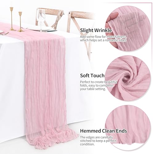 Light Pink 10 Pack Cheesecloth Table Runner 20x120in - Rustic Boho 10ft Party Wedding Décor