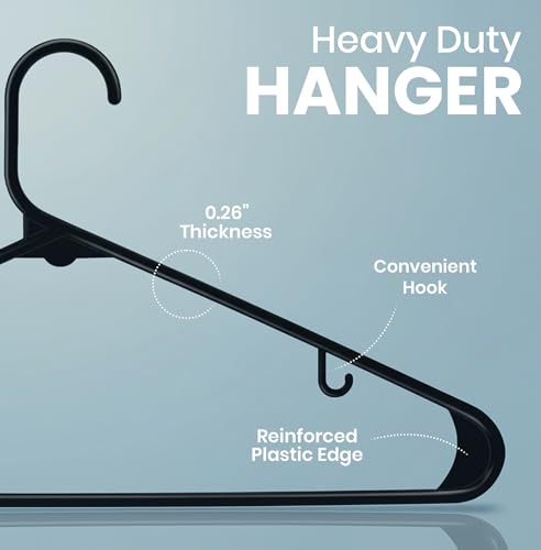 Plastic Clothes Hangers 50 Pack Black Space Saving Closet Organizers
