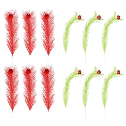 12 Pcs Christmas Tree Topper Decorations 14 Inch Green Curly Tree Picks