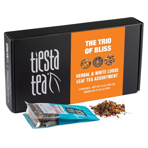 Tiesta Tea - Herbal Tea Gift Box, Loose Leaf, Medium to Non-Caffeinated Variety Pack, Make Hot & Iced, 3 Pouches of Assorted Blends with Herbal, White & Fruit Bags